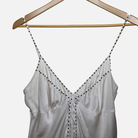 GOLD HAWK 100% Silk Studded Cami Top Moonbeam L Slip Tank Boho Y2K Luxe Designer - Picture 1 of 7